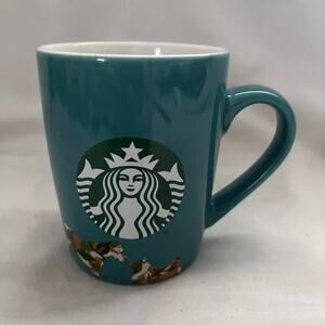 Starbucks 10 FL Ounce 295 ML Teal Coffee Tea Cup Mug With Camouflage Dogs 2020